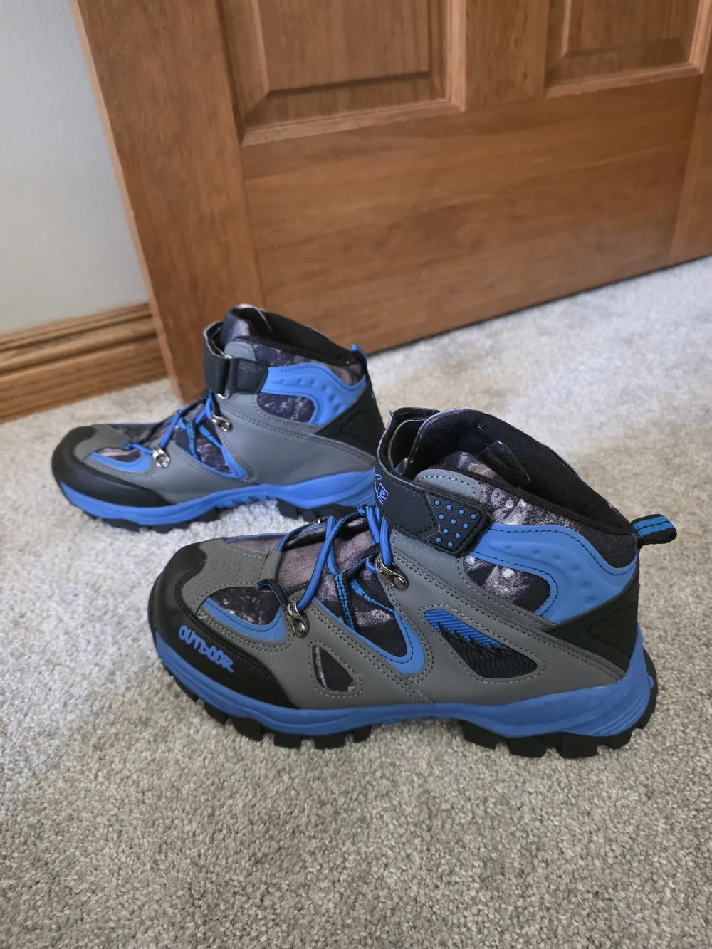 Kids Blue and Gray Outdoor Adventure Boots